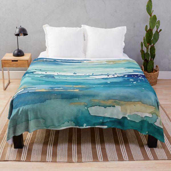 Item preview, Abstract Ocean Watercolor Art with Gold Accents designed and sold by ChrisButler.