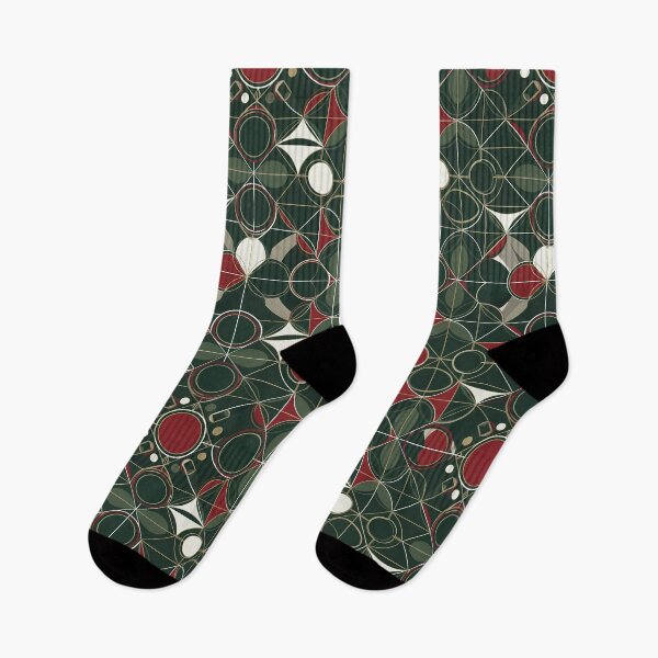 Item preview, Art Deco Christmas Pattern | Luxury Geometric Holiday Design | Red Green Gold on Dark Green for T-Shirts, Stickers, Wall Art, Wrapping Paper & More designed and sold by DesignWorld8.