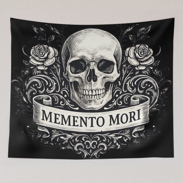 Item preview, Memento Mori Skull – Gothic Baroque Art – Dark Aesthetic Roses Design designed and sold by Mouraludia.