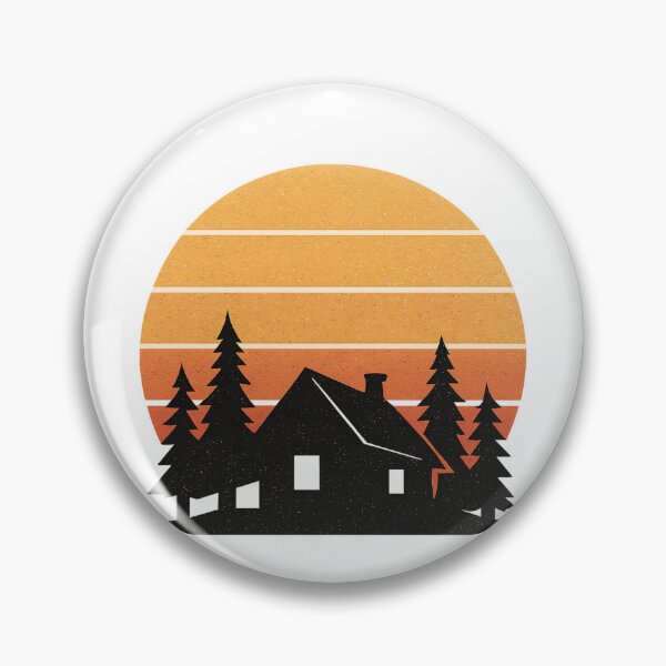 Item preview, Retro Cabin Sunset Silhouette Rustic Nature Artwork designed and sold by Eric’s Creative Corner.