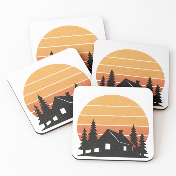 Item preview, Retro Cabin Sunset Silhouette Rustic Nature Artwork designed and sold by Eric’s Creative Corner.