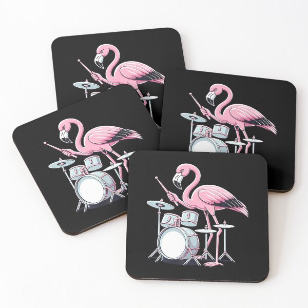 Item preview, Drummer Flamingo Drumming Player Playing Drums Drumset designed and sold by KristinDebra.
