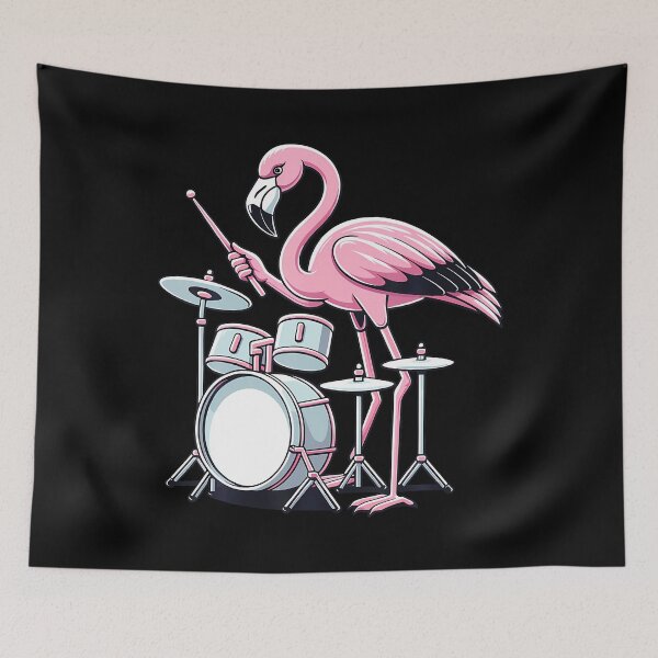 Item preview, Drummer Flamingo Drumming Player Playing Drums Drumset designed and sold by KristinDebra.