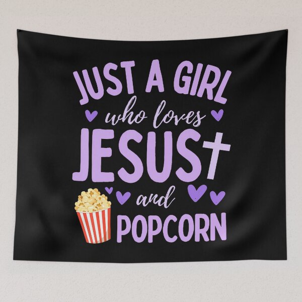 Item preview, Just A Girl Who Loves Jesus And Popcorn Christian Funny designed and sold by AndreaBonnie.