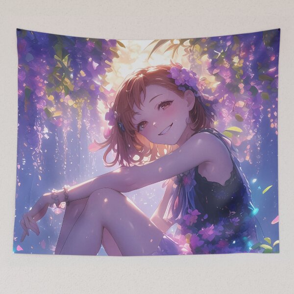 Item preview, Certain Misaka Mikoto Wisteria Moonlight Railgun Fantasy Purple Blossoms Night Energy designed and sold by CarlosBender.