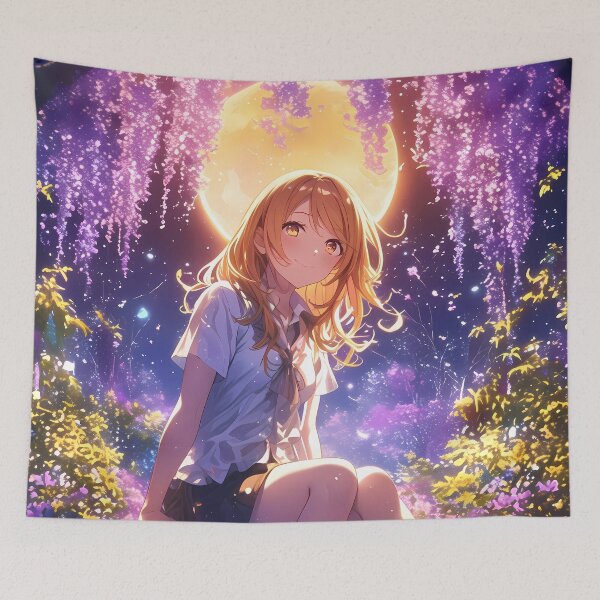 Item preview, Certain Shokuhou Misaki Wisteria Moonlight Anime Girl Fantasy Night Blossom Garden designed and sold by CarlosBender.