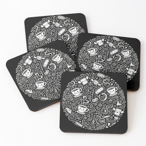 Item preview, Kawaii Coffee and Art Doodle Pattern Circle designed and sold by MartinxMarie.