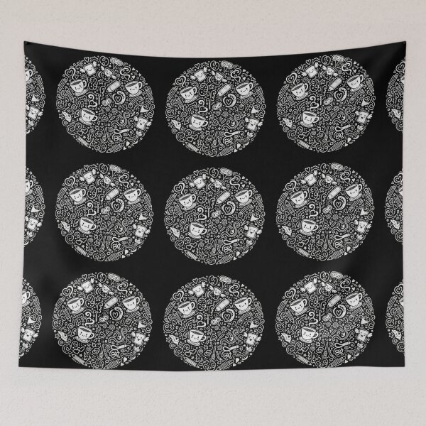 Item preview, Kawaii Coffee and Art Doodle Pattern Circle designed and sold by MartinxMarie.
