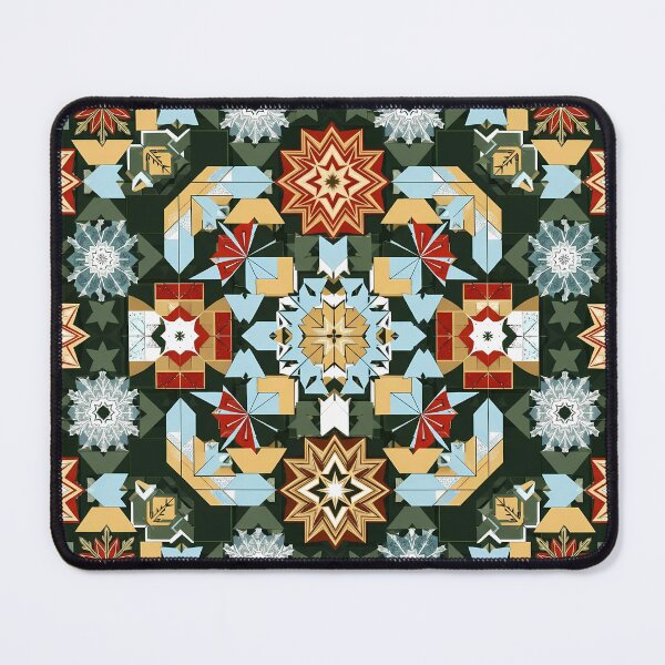 Item preview, Luxury Maximalist Christmas Pattern | Art Deco & Folk Holiday Design | Red Green Gold Snowflakes & Stars for T-Shirts, Stickers, Wall Art, Wrapping Paper & More designed and sold by DesignWorld8.