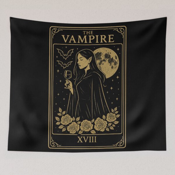 Item preview, The Vampire Tarot Card – Gothic Gold Line Art – Dark Aesthetic Occult Design designed and sold by Mouraludia.