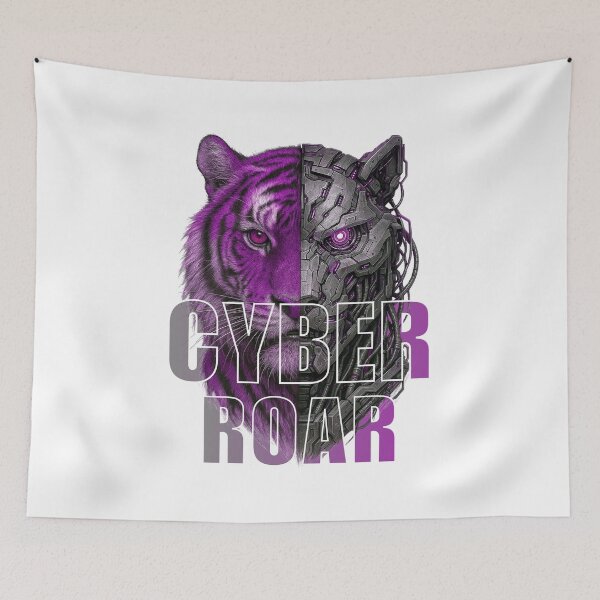 Item preview, Cyber Roar – Cyberpunk Tiger Half Cyborg Design designed and sold by KarimFisal.