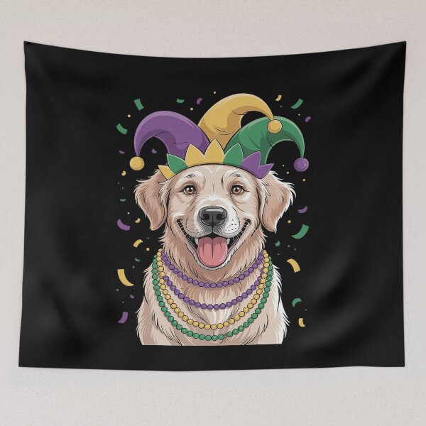 Item preview, Mardi Gras Dog Carnival Golden Retriever Jester Dog Lovers designed and sold by SIGORDESIGN.