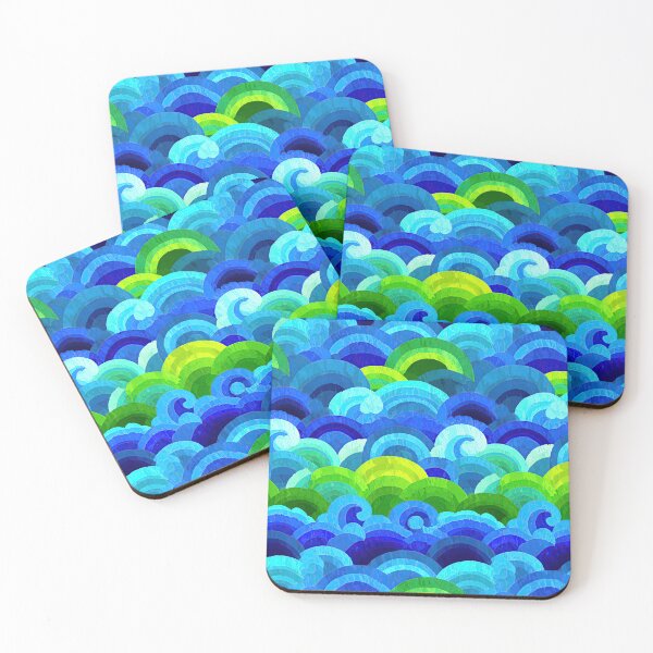 Item preview, Vibrant Blue and Lime Green Textured Painted Waves designed and sold by Piotrek0001.