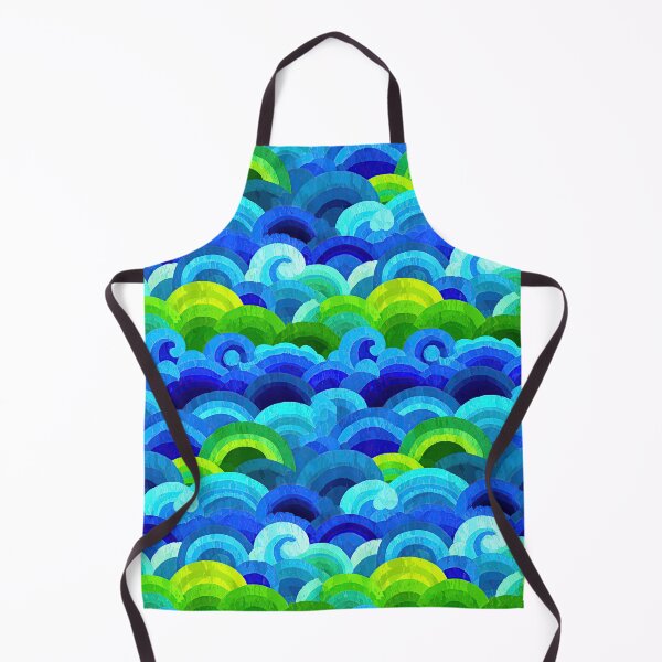 Item preview, Vibrant Blue and Lime Green Textured Painted Waves designed and sold by Piotrek0001.