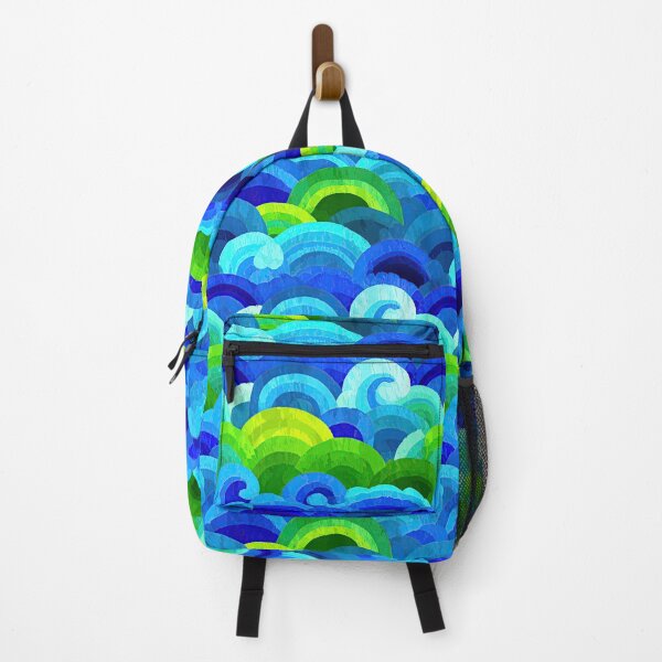 Item preview, Vibrant Blue and Lime Green Textured Painted Waves designed and sold by Piotrek0001.