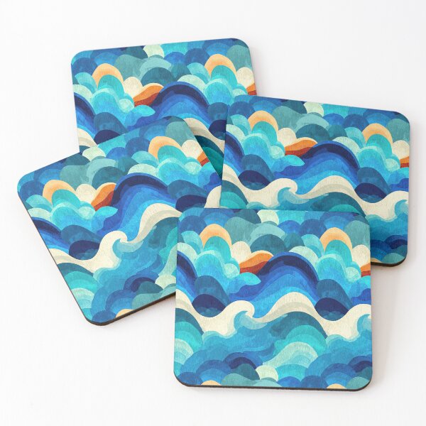 Item preview, Artistic Blue and Orange Ocean Wave Mosaic designed and sold by Piotrek0001.