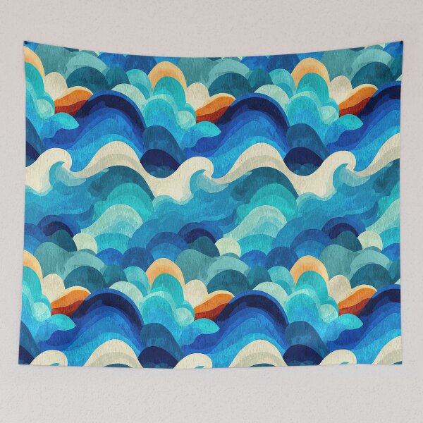 Item preview, Artistic Blue and Orange Ocean Wave Mosaic designed and sold by Piotrek0001.