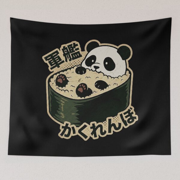 Item preview, Kawaii Panda Sushi Hide-and-Seek Cute Japanese Gunkan Maki Roll Art designed and sold by Bongocomic.