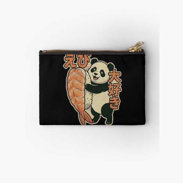 Item preview, Kawaii Panda Loves Ebi Sushi Retro Japanese Shrimp Nigiri Fan designed and sold by Bongocomic.