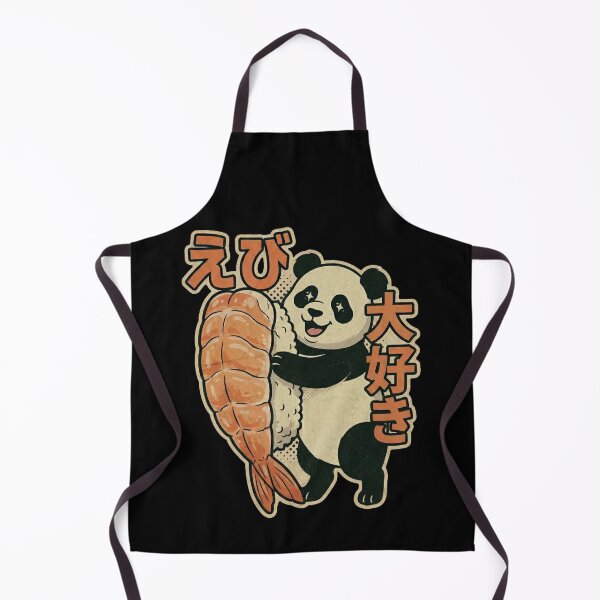 Item preview, Kawaii Panda Loves Ebi Sushi Retro Japanese Shrimp Nigiri Fan designed and sold by Bongocomic.