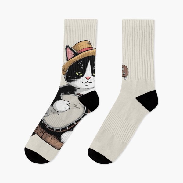 Item preview, cat playing banjo designed and sold by Uglyandcute.