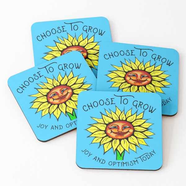 Item preview, “Choose To Grow With Joy And Optimism Today” Smiling Sunflower designed and sold by TickleSharkDsg.