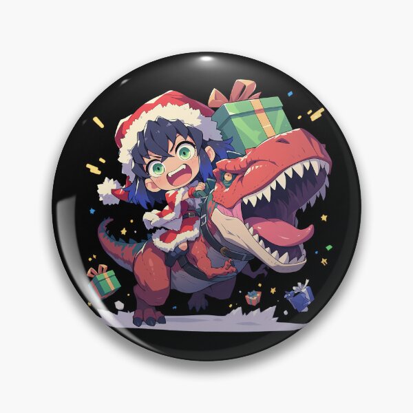 Item preview, Inosuke Hashibira Christmas Santa Dinosaur Ride In Demon Slayer Anime designed and sold by TorbenKuhano.