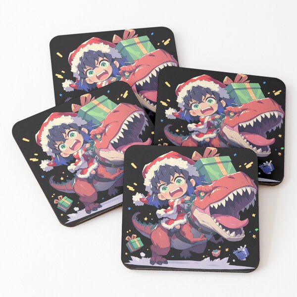 Item preview, Inosuke Hashibira Christmas Santa Dinosaur Ride In Demon Slayer Anime designed and sold by TorbenKuhano.