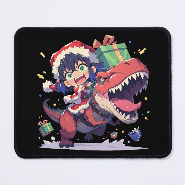 Item preview, Inosuke Hashibira Christmas Santa Dinosaur Ride In Demon Slayer Anime designed and sold by TorbenKuhano.