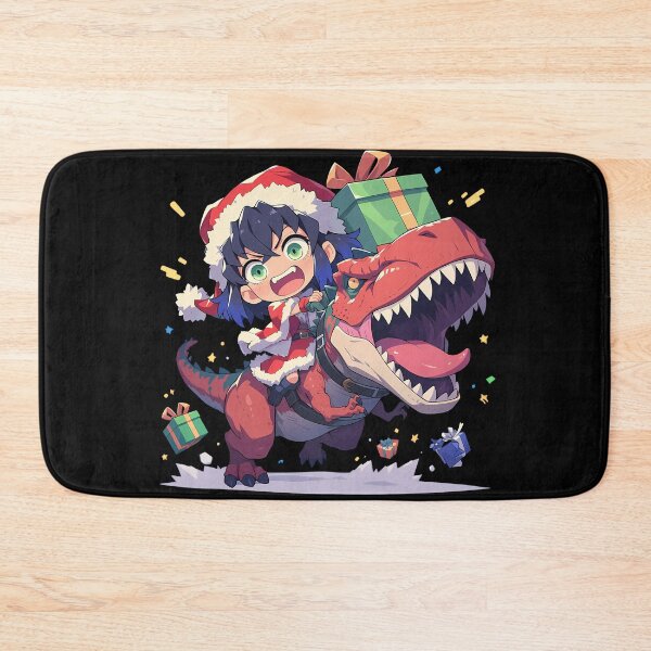 Item preview, Inosuke Hashibira Christmas Santa Dinosaur Ride In Demon Slayer Anime designed and sold by TorbenKuhano.