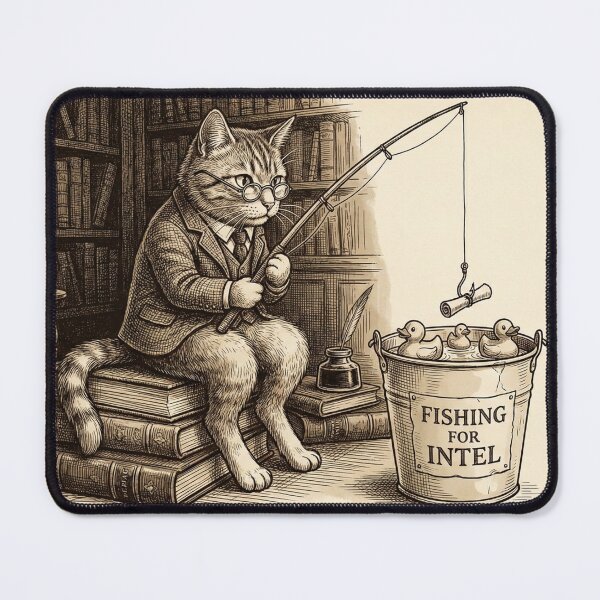 Item preview, Vintage Rubberhose Cat Fishing For Intel Funny designed and sold by ScáthSolasLife.