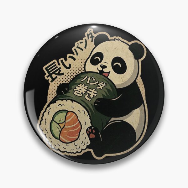 Item preview, Long Panda Maki Roll Cute Japanese Sushi Lover Vintage Retro Design designed and sold by Bongocomic.