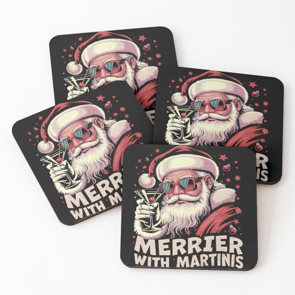 Item preview, Merrier With a Martini Merry Coquette Christmas Cocktail Santa designed and sold by PrettyInk.