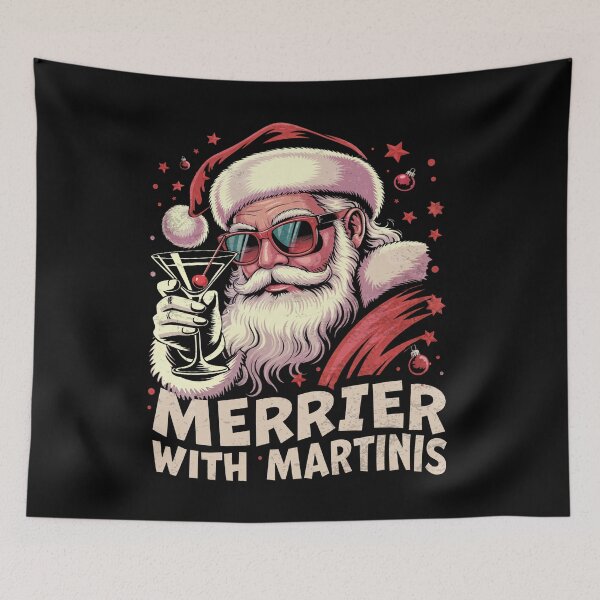 Item preview, Merrier With a Martini Merry Coquette Christmas Cocktail Santa designed and sold by PrettyInk.
