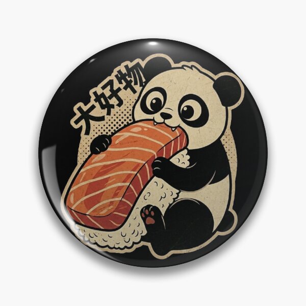 Item preview, Kawaii Panda Eating Sushi Vintage Salmon Nigiri Lover designed and sold by Bongocomic.