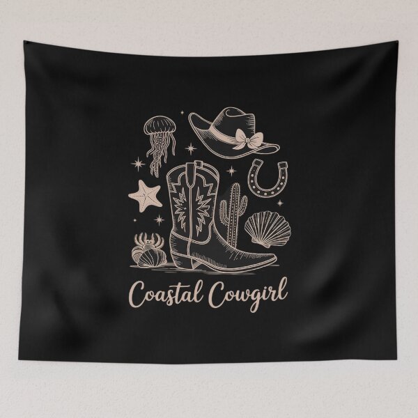 Item preview, Coastal Cowgirl Western Beach Boots Seashell Starfish Cactus designed and sold by FndPardaL.