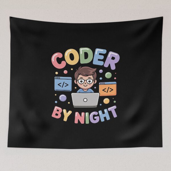 Item preview, Coder by Night Programmer Surrounded by Code designed and sold by FndPardaL.