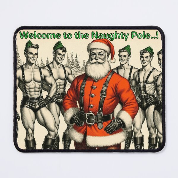 Item preview, Camp Christmas Vintage Gay Leather Collection Welcome to the Naughty Pole Gay Leather Pride Graphic Design designed and sold by ItsAKinkThing.