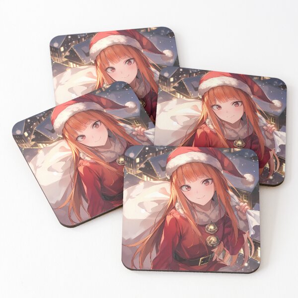 Item preview, Holo Spice And Wolf Christmas Anime Girl Winter Santa Snowy Night Town designed and sold by TorbenKuhano.