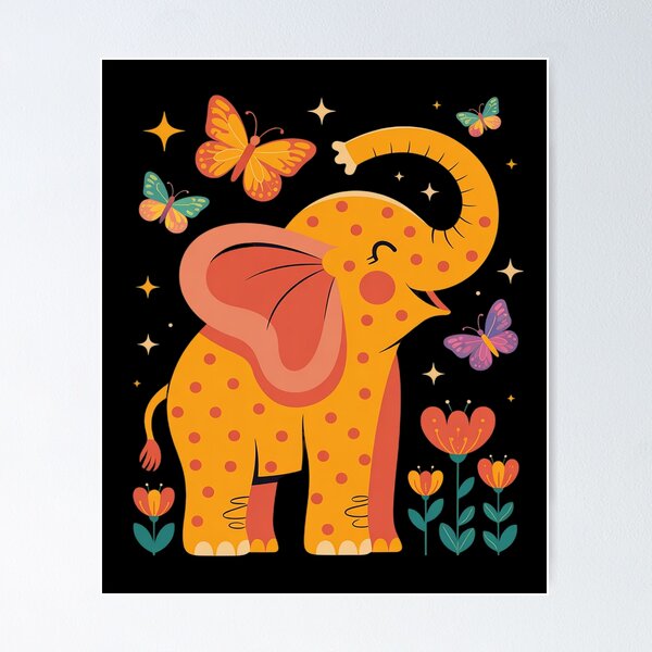 Item preview, Colorful Cute Elephant Spraying Butterflies designed and sold by FndPardaL.