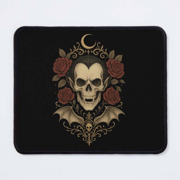 Item preview, Vampire Skull & Roses – Gothic Baroque Art – Crescent Moon Bat Wing Design designed and sold by Mouraludia.