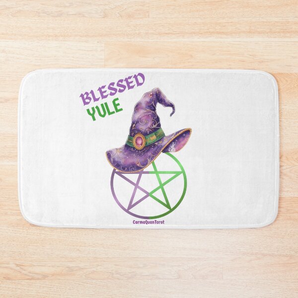 Item preview, Blessed Yule Witch Hat — Purple & Green Pentacle Winter Witch Design designed and sold by CarmaQuanTarot.
