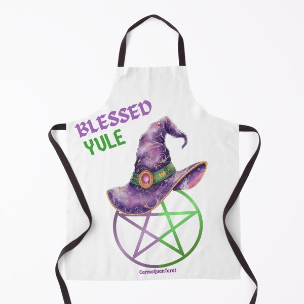 Item preview, Blessed Yule Witch Hat — Purple & Green Pentacle Winter Witch Design designed and sold by CarmaQuanTarot.