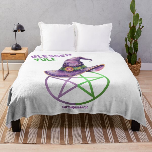 Item preview, Blessed Yule Witch Hat — Purple & Green Pentacle Winter Witch Design designed and sold by CarmaQuanTarot.