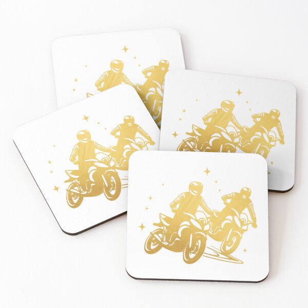 Item preview, Two motorbike riders turning in a race curve_7_side view designed and sold by Aariq.