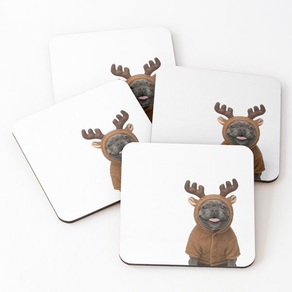 Item preview, Cute Reindeer Frenchie Art | Funny Christmas French Bulldog Gift designed and sold by slydawgstudio.