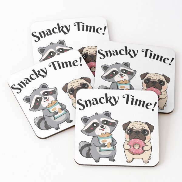 Item preview, Snacky Time pug and raccoon  designed and sold by SpacedOutRITZ.