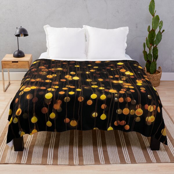 Item preview, Golden Fairy Lights Pattern – Warm Hanging Lantern Glow on Black designed and sold by CraftedHome.