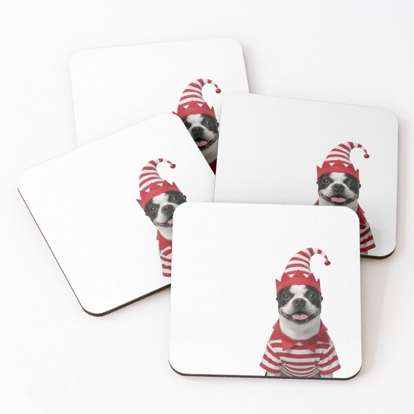Item preview, Boston Terrier elf Christmas Art designed and sold by slydawgstudio.