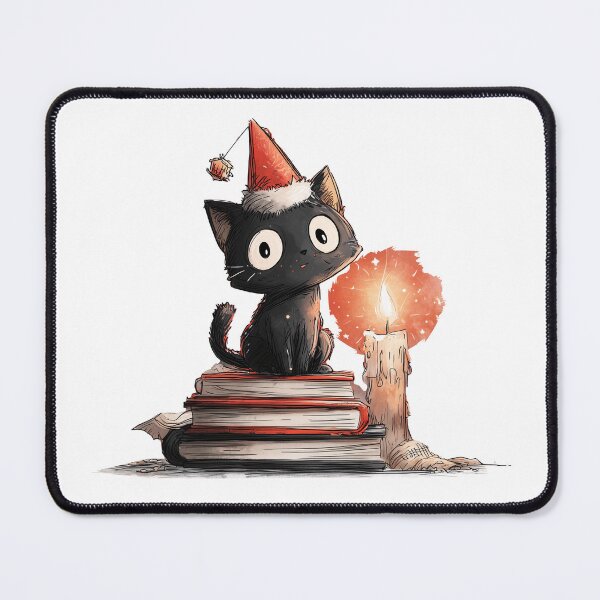 Item preview, Cozy Santa Cat with Candlelight – Christmas Bookish Art designed and sold by Fardel-Design.